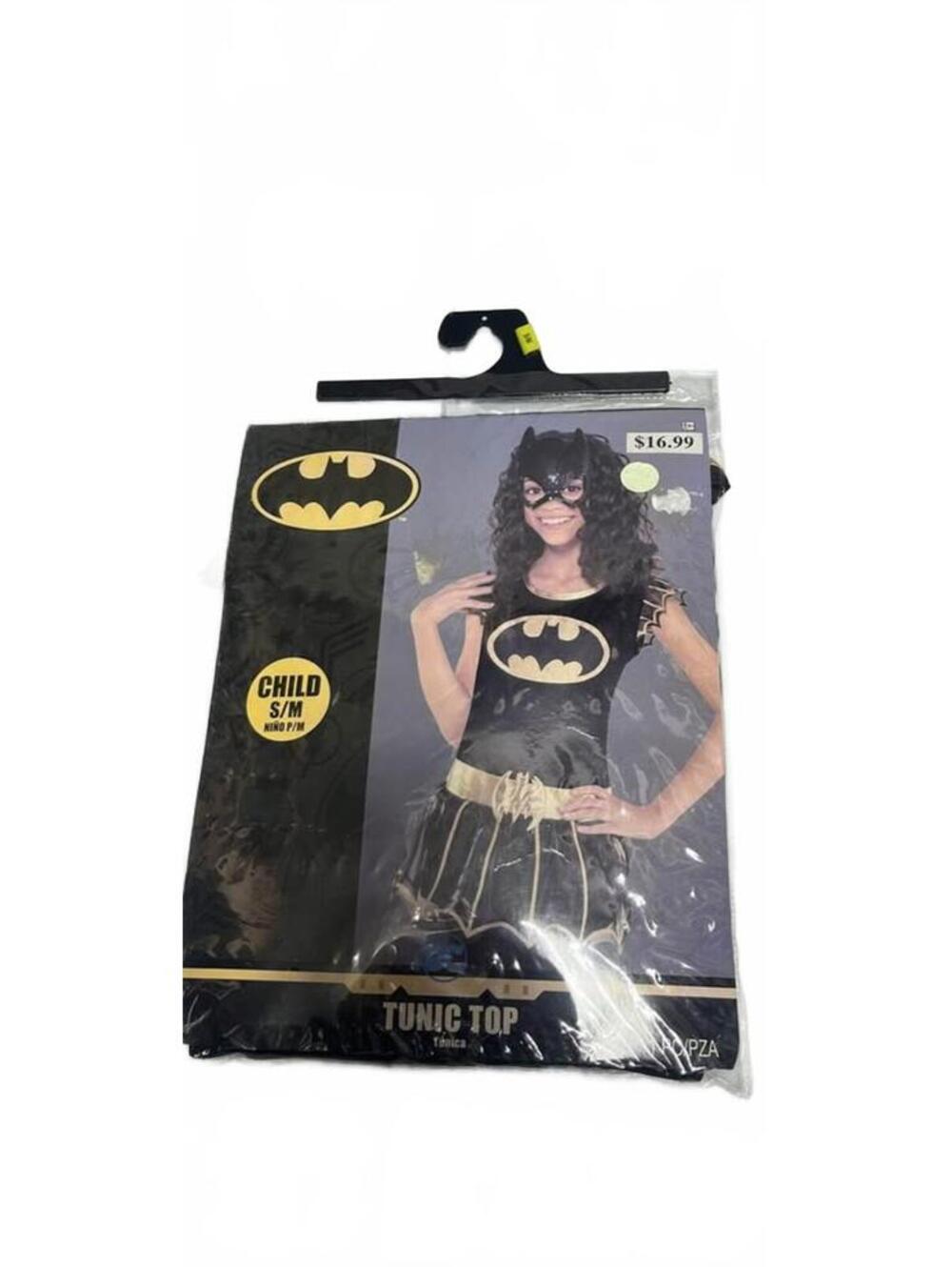 Batman Batgirl Halloween Costume Child S/M One-Piece Tunic Top Glitter NEW
